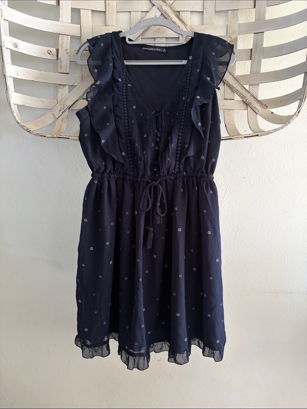 Abercrombie & Fitch Navy Ruffle Tie-Front Mini Dress